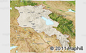 Shaded Relief 3D Map of Armenia x Yerevan, satellite outside