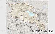 Shaded Relief 3D Map of Armenia x Yerevan, semi-desaturated