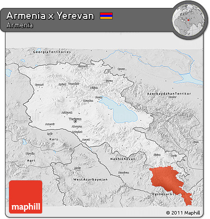 Silver Style 3D Map of Armenia X Yerevan