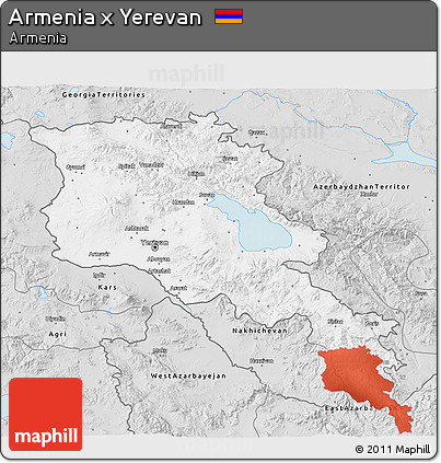 Silver Style 3D Map of Armenia X Yerevan