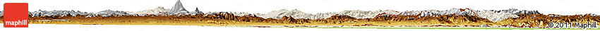 Shaded Relief Horizon Map of Armenia X Yerevan, physical outside