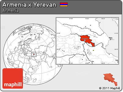 Blank Location Map of Armenia X Yerevan, within the entire country