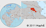 Gray Location Map of Armenia x Yerevan, within the entire country