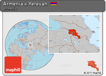 Gray Location Map of Armenia X Yerevan