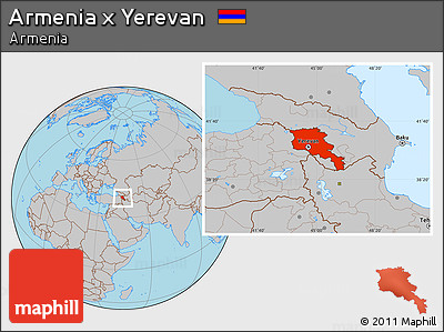 Gray Location Map of Armenia X Yerevan