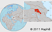 Gray Location Map of Armenia x Yerevan, highlighted country