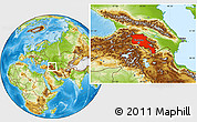 Physical Location Map of Armenia x Yerevan, highlighted country