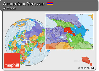 Political Location Map of Armenia X Yerevan