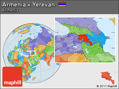 Political Location Map of Armenia X Yerevan