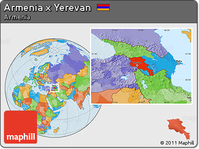 Political Location Map of Armenia X Yerevan