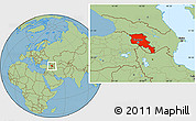 Savanna Style Location Map of Armenia x Yerevan, within the entire country