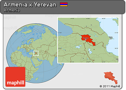 Savanna Style Location Map of Armenia X Yerevan, highlighted country