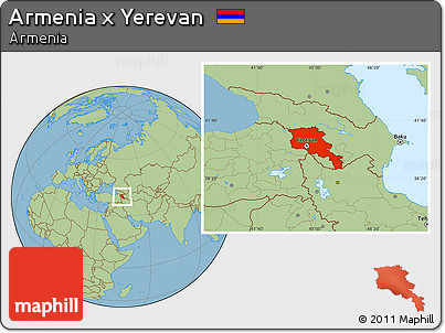 Savanna Style Location Map of Armenia X Yerevan, highlighted country