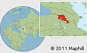 Savanna Style Location Map of Armenia x Yerevan, highlighted country
