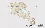 Shaded Relief Map of Armenia x Yerevan, cropped outside