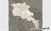 Shaded Relief Map of Armenia x Yerevan, darken