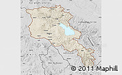 Shaded Relief Map of Armenia x Yerevan, desaturated