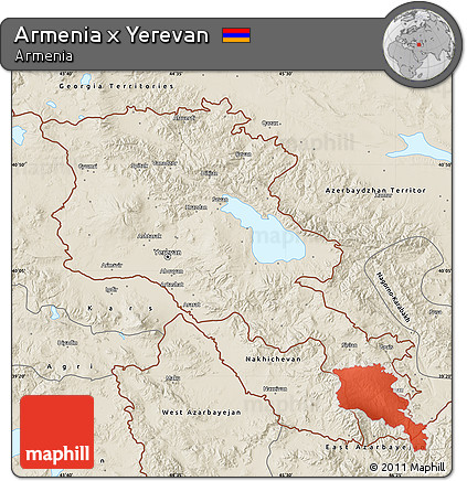 Shaded Relief Map of Armenia X Yerevan