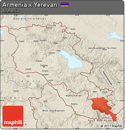 Shaded Relief Map of Armenia X Yerevan