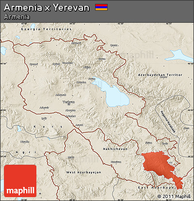 Shaded Relief Map of Armenia X Yerevan
