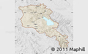Shaded Relief Map of Armenia x Yerevan, lighten, desaturated