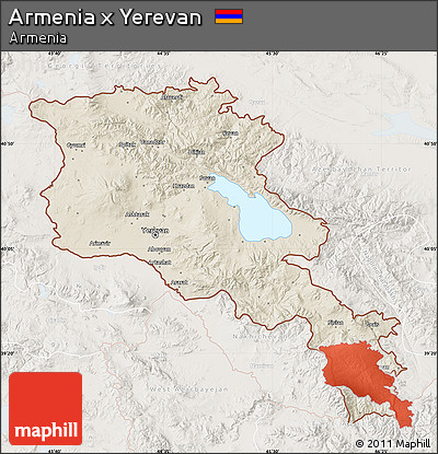 Shaded Relief Map of Armenia X Yerevan, lighten