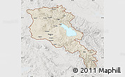 Shaded Relief Map of Armenia x Yerevan, lighten, semi-desaturated