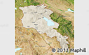 Shaded Relief Map of Armenia x Yerevan, satellite outside