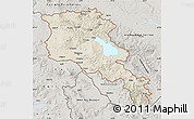 Shaded Relief Map of Armenia x Yerevan, semi-desaturated