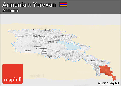 Classic Style Panoramic Map of Armenia X Yerevan, single color outside