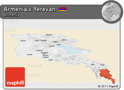 Classic Style Panoramic Map of Armenia X Yerevan, single color outside
