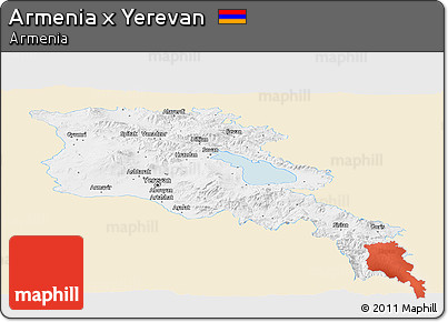 Classic Style Panoramic Map of Armenia X Yerevan, single color outside