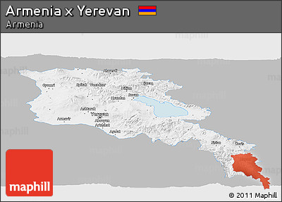 Gray Panoramic Map of Armenia X Yerevan, single color outside