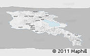 Gray Panoramic Map of Armenia x Yerevan, single color outside