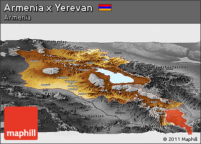 Physical Panoramic Map of Armenia X Yerevan, darken, desaturated