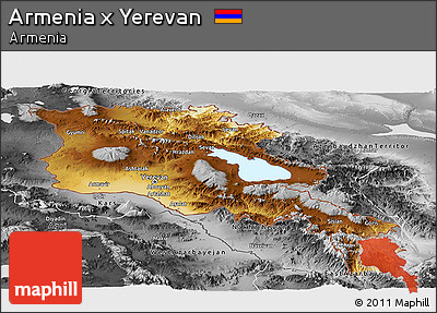 Physical Panoramic Map of Armenia X Yerevan, desaturated