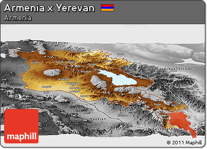 Physical Panoramic Map of Armenia X Yerevan, desaturated