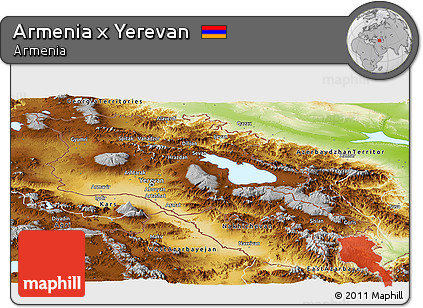 Physical Panoramic Map of Armenia X Yerevan