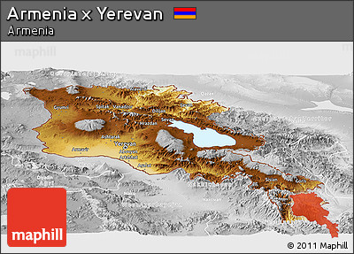 Physical Panoramic Map of Armenia X Yerevan, lighten, desaturated