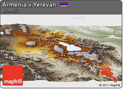 Physical Panoramic Map of Armenia X Yerevan, semi-desaturated