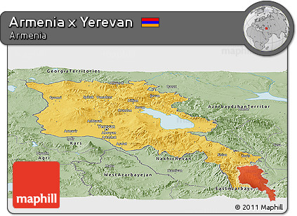 Savanna Style Panoramic Map of Armenia X Yerevan