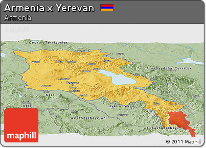 Savanna Style Panoramic Map of Armenia X Yerevan