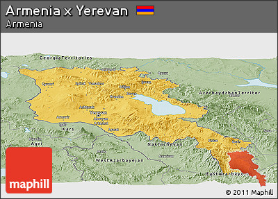 Savanna Style Panoramic Map of Armenia X Yerevan