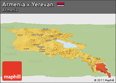 Savanna Style Panoramic Map of Armenia X Yerevan, single color outside