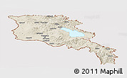 Shaded Relief Panoramic Map of Armenia x Yerevan, cropped outside