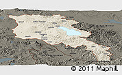 Shaded Relief Panoramic Map of Armenia x Yerevan, darken