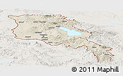 Shaded Relief Panoramic Map of Armenia x Yerevan, lighten