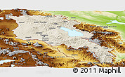 Shaded Relief Panoramic Map of Armenia x Yerevan, physical outside