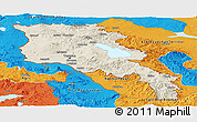 Shaded Relief Panoramic Map of Armenia x Yerevan, political outside