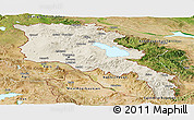 Shaded Relief Panoramic Map of Armenia x Yerevan, satellite outside